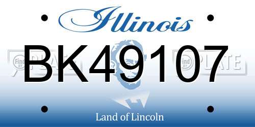 BK49107 Illinois License Plate