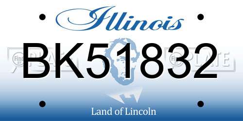 BK51832 Illinois License Plate