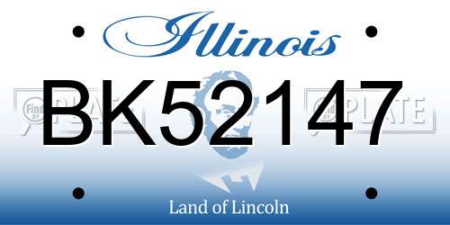 BK52147 Illinois License Plate