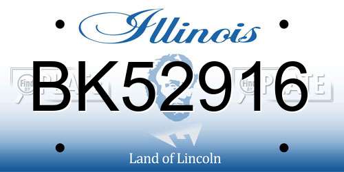 BK52916 Illinois License Plate