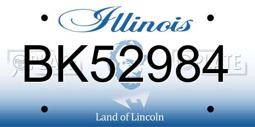 BK52984 Illinois License Plate