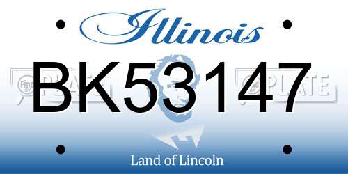 BK53147 Illinois License Plate