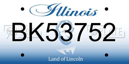 BK53752 Illinois License Plate