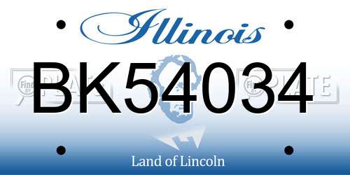 BK54034 Illinois License Plate