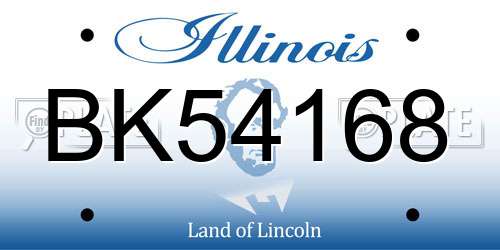 BK54168 Illinois License Plate