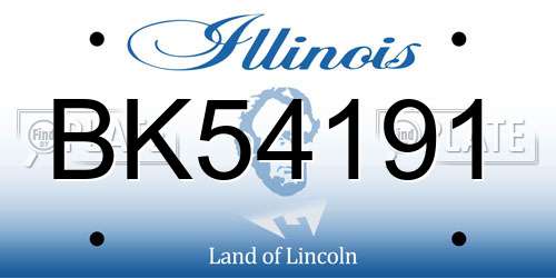 BK54191 Illinois License Plate