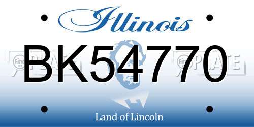 BK54770 Illinois License Plate
