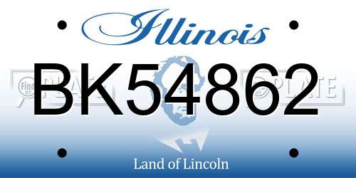 BK54862 Illinois License Plate