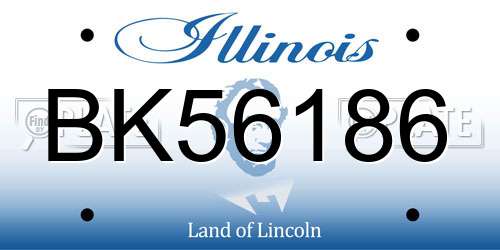 BK56186 Illinois License Plate