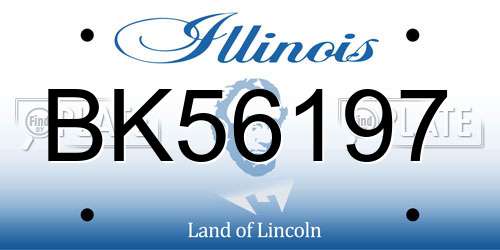 BK56197 Illinois License Plate