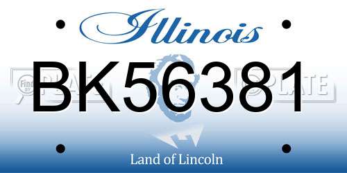 BK56381 Illinois License Plate