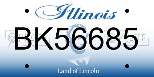 BK56685 Illinois License Plate