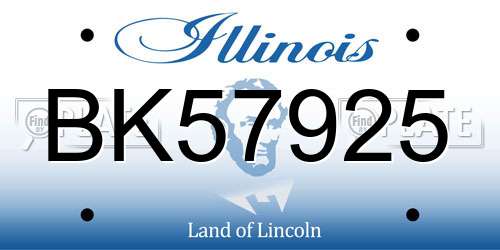BK57925 Illinois License Plate