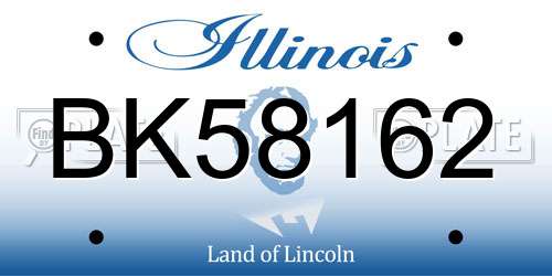 BK58162 Illinois License Plate