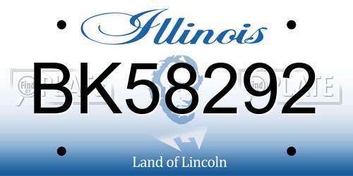 BK58292 Illinois License Plate