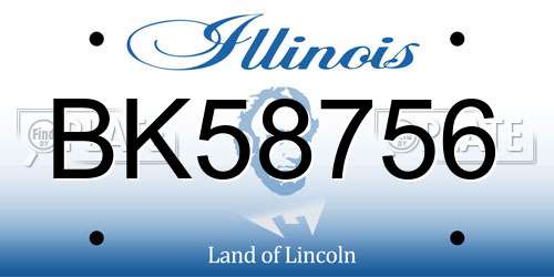 BK58756 Illinois License Plate