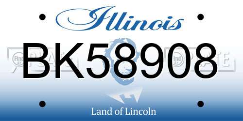 BK58908 Illinois License Plate