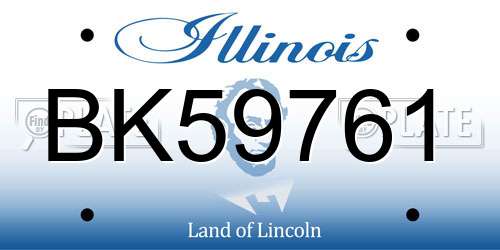BK59761 Illinois License Plate