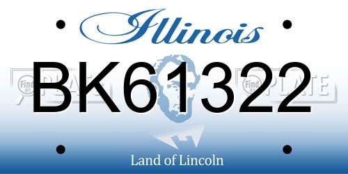 BK61322 Illinois License Plate