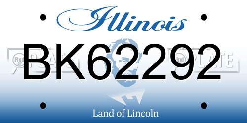 BK62292 Illinois License Plate