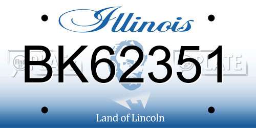 BK62351 Illinois License Plate