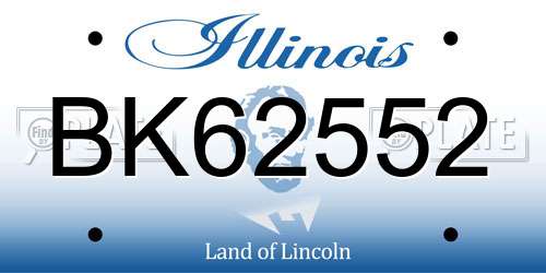BK62552 Illinois License Plate