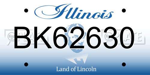 BK62630 Illinois License Plate