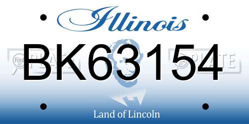 BK63154 Illinois License Plate
