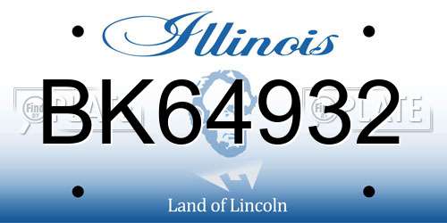 BK64932 Illinois License Plate
