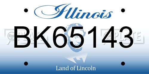 BK65143 Illinois License Plate