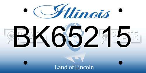 BK65215 Illinois License Plate