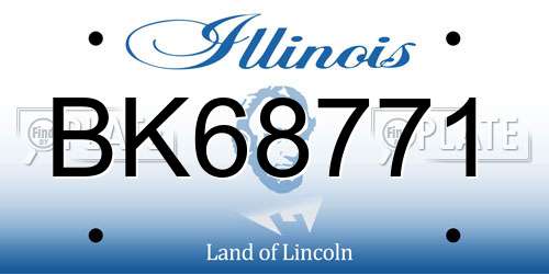 BK68771 Illinois License Plate