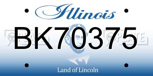 BK70375 Illinois License Plate