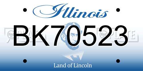 BK70523 Illinois License Plate