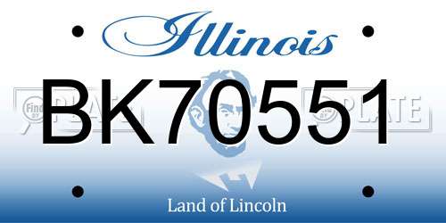 BK70551 Illinois License Plate
