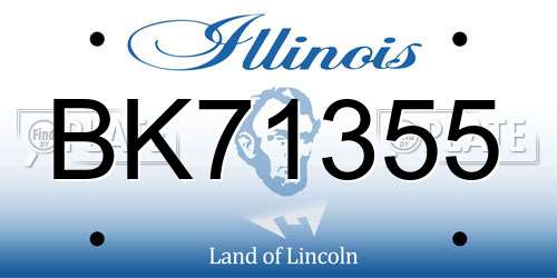 BK71355 Illinois License Plate