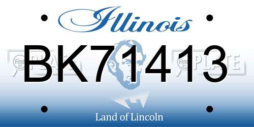 BK71413 Illinois License Plate