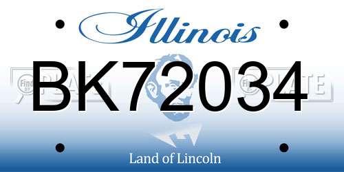 BK72034 Illinois License Plate