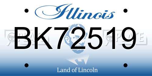 BK72519 Illinois License Plate