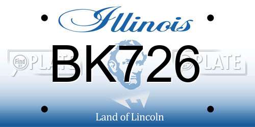 BK726 Illinois License Plate