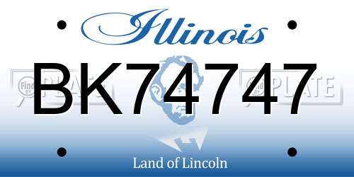 BK74747 Illinois License Plate