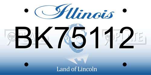 BK75112 Illinois License Plate