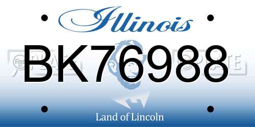 BK76988 Illinois License Plate