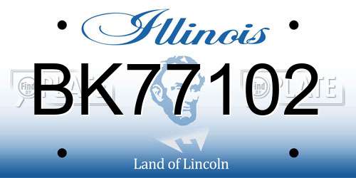 BK77102 Illinois License Plate
