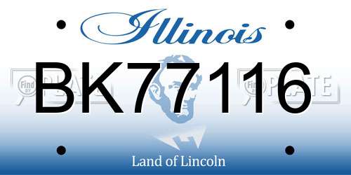 BK77116 Illinois License Plate