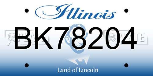 BK78204 Illinois License Plate