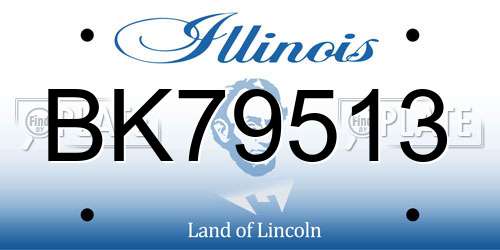BK79513 Illinois License Plate