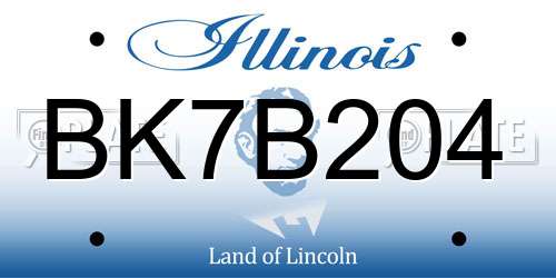 BK7B204 Illinois License Plate