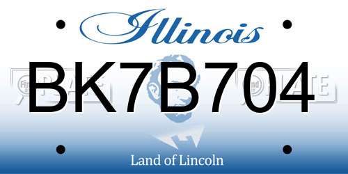 BK7B704 Illinois License Plate