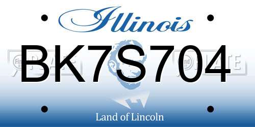 BK7S704 Illinois License Plate